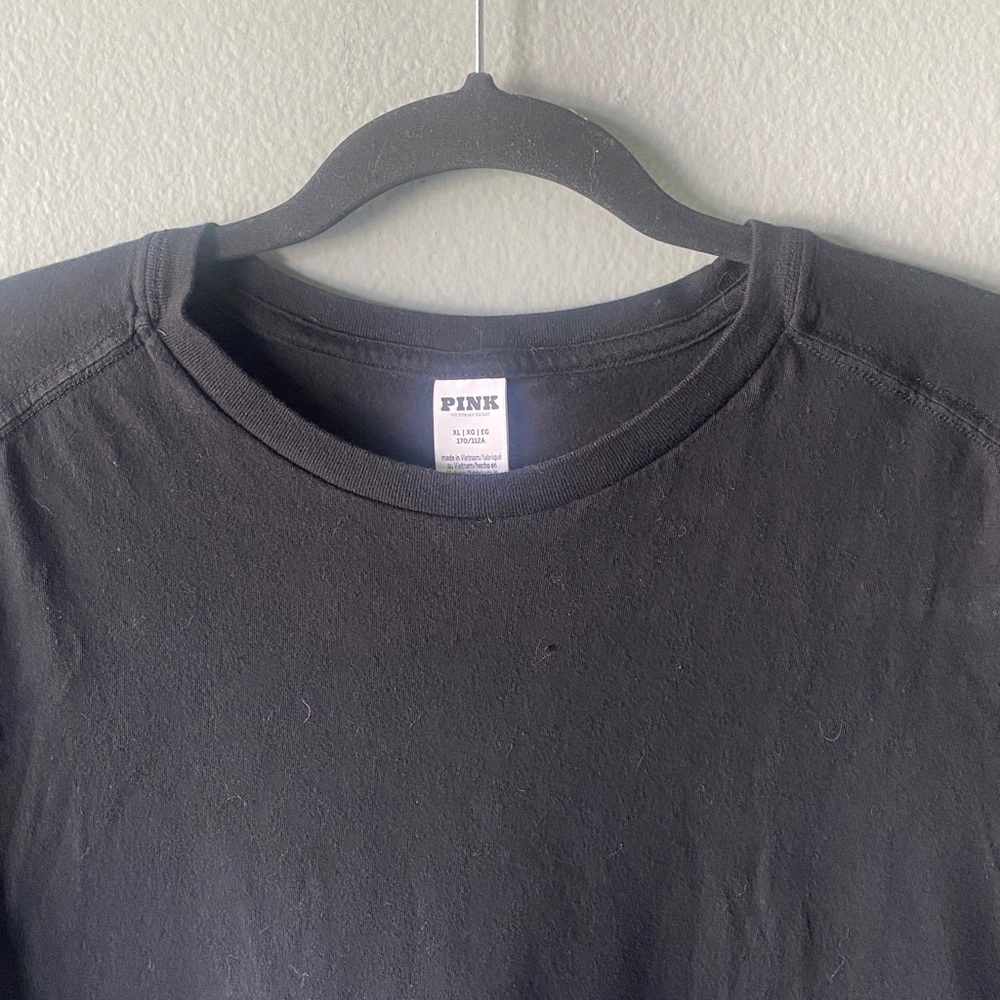 PINK Victoria's Secret Black Cropped Tee - Short Sleeve Crew - Picture 8 of 9